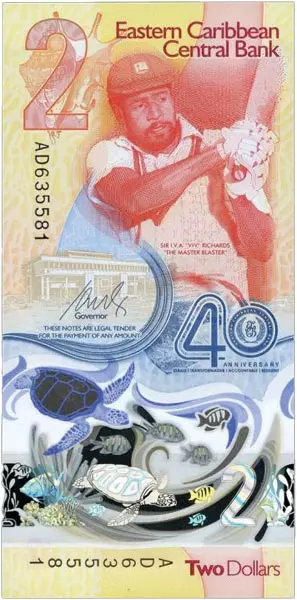 2 Dollars Ostkaribische Staaten Polymerbanknote 2023