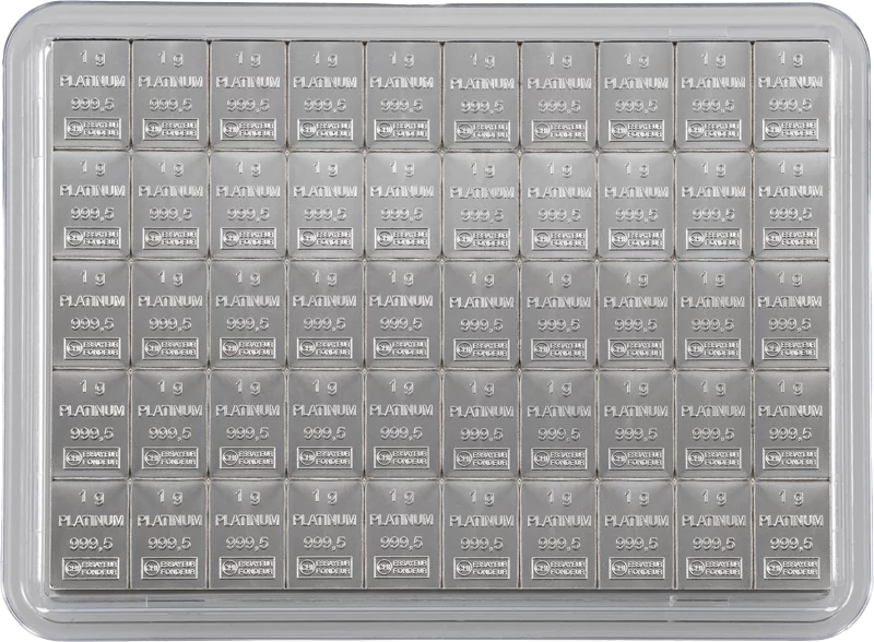 50 x 1 Gramm Platin-Knickbarren CombiBar