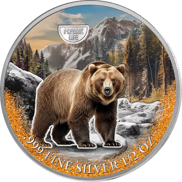 500 Francs Kamerun Mysterious Rhodium Prairie Life - Grizzlybär 2025
