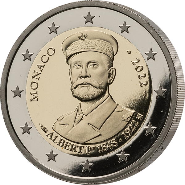 2 Euro Monaco 100. Todestag Fürst Albert I. 2022 Vorderseite 2 Euro Monaco 100. Todestag Fürst Albert I. 2022