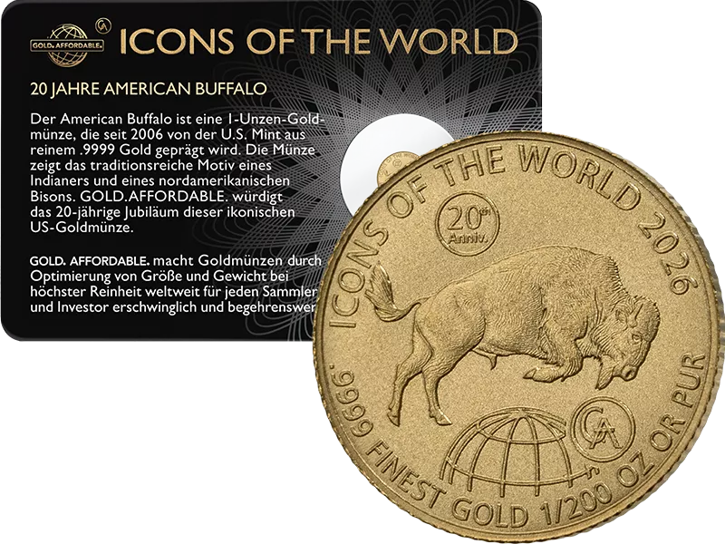 1/200 Unze Gold Ruanda Icons of the World - 20 Jahre American Buffalo 2026