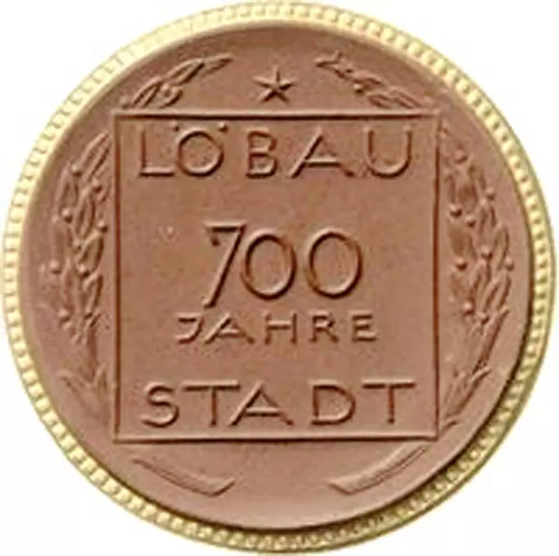 Porzellanmedaille Löbau Sachsen Auf die 700 Jahrfeier der Stadt 1921