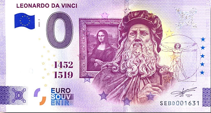 0-Euro-Banknote Italien Leonardo Da Vinci 2025