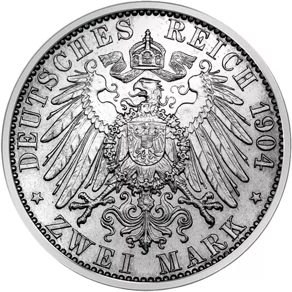 2 Mark Hessen-Darmstadt Philipp 1904 vorzüglich 2 Mark Hessen-Darmstadt Philipp 1904 vorzüglich