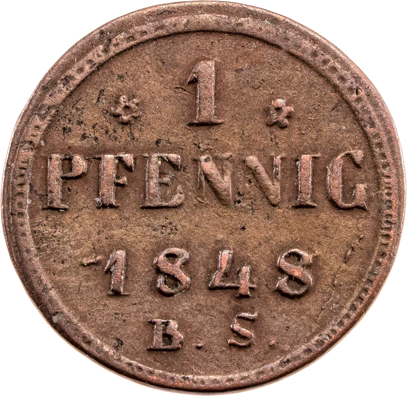 1 Pfennig Freie Hansestadt Rostock 1848