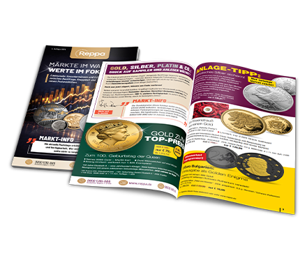 Titel- und Innenseiten des aktuellen Reppa Münzenkatalogs