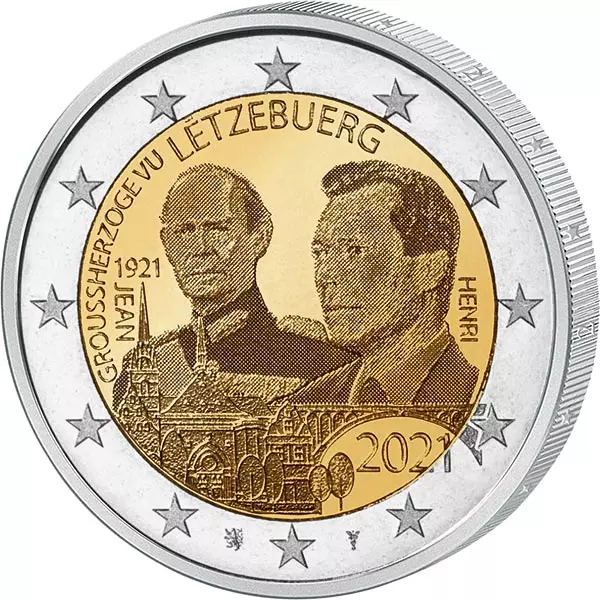 2 Euro Luxemburg 100. Geburtstag des Großherzogs Jean Hologramm 2021