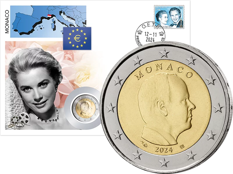 2 Euro Numisbrief Monaco 95. Geburtstag Grace Kelly 2024