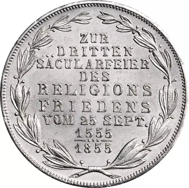 Doppelgulden Frankfurt Dritte Säcularfeier des Religionsfriedens 1855