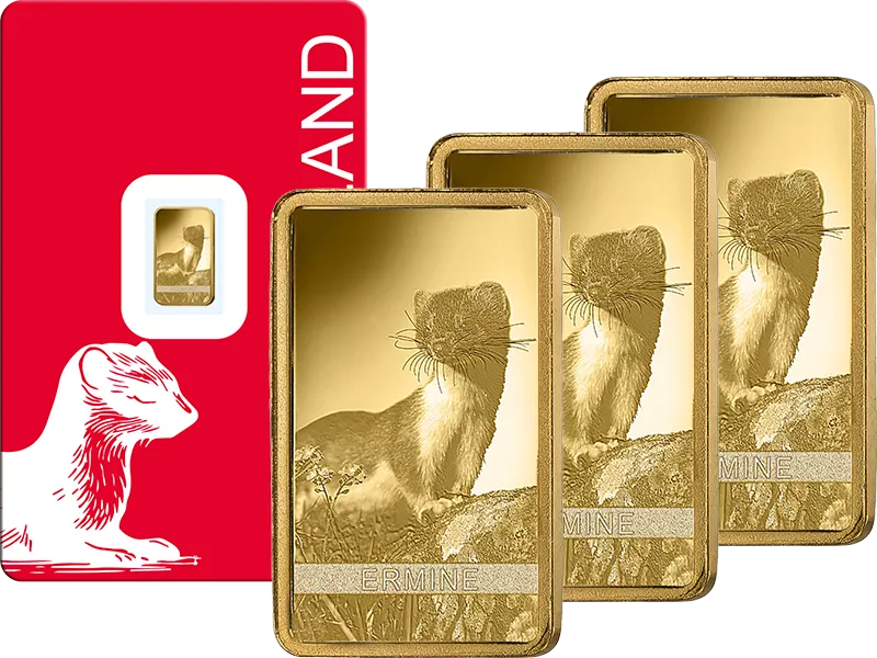 3 x 1 Gramm Goldbarren Hermelin 2026