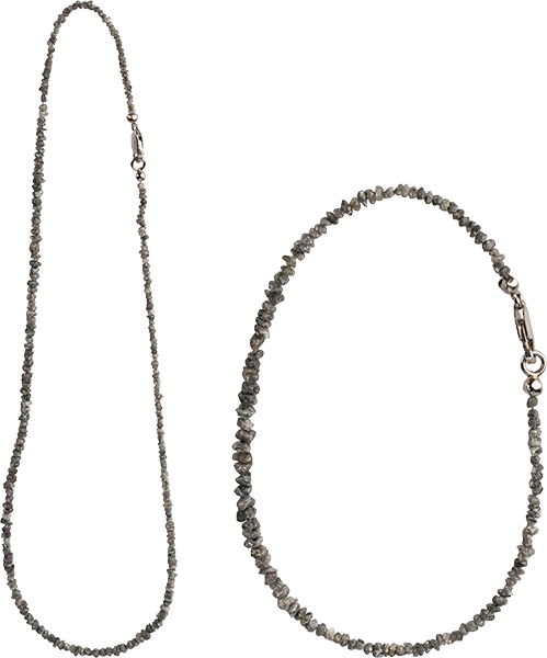 Set Colier und Armband Silber mit Rohdimanten