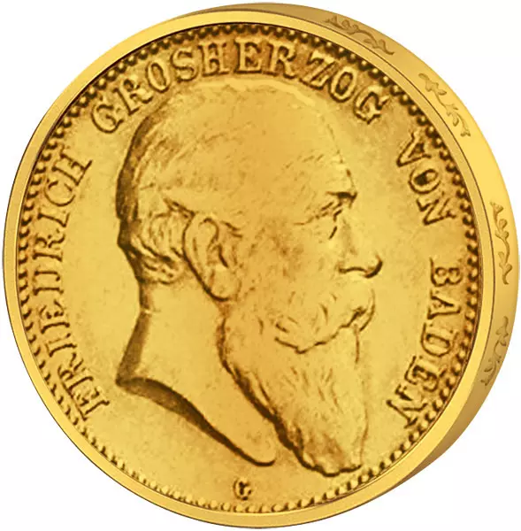 10 Mark Baden Großherzog Friedrich I. 1902-1906 sehr schön 10 Mark Baden Großherzog Friedrich I. 1902-1906 sehr schön