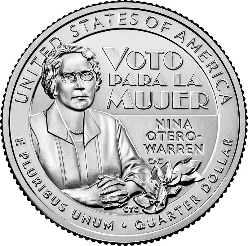 25 Cents USA American Women Quarter - Nina Otero-Warren 2022 25 Cents USA American Women Quarter - Nina Otero-Warren 2022