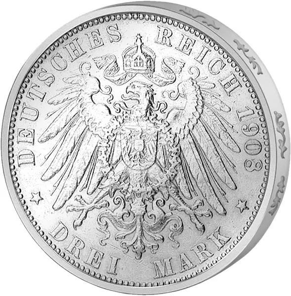 3 Mark Sachsen König Friedrich August III. 1908-1913 sehr schön 3 Mark Sachsen König Friedrich August III. 1908-1913 sehr schön