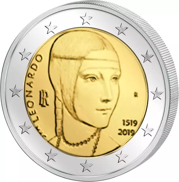 2 Euro Italien 500. Todestag von Leonardo da Vinci 2019