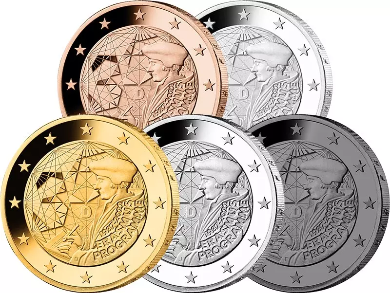 5 x 2 Euro BRD Deluxe Edition 35 Jahre Erasmus-Programm 2022