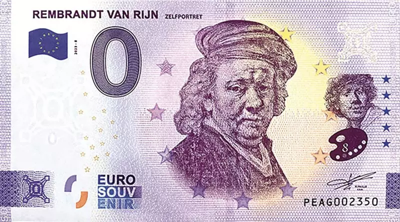 0-Euro-Banknote Niederlande Rembrandt van Rijn 2023