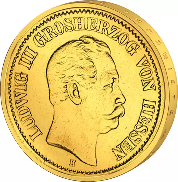 10 Mark Hessen Großherzog Ludwig III. 1875-1877 10 Mark Hessen Großherzog Ludwig III. 1875-1877