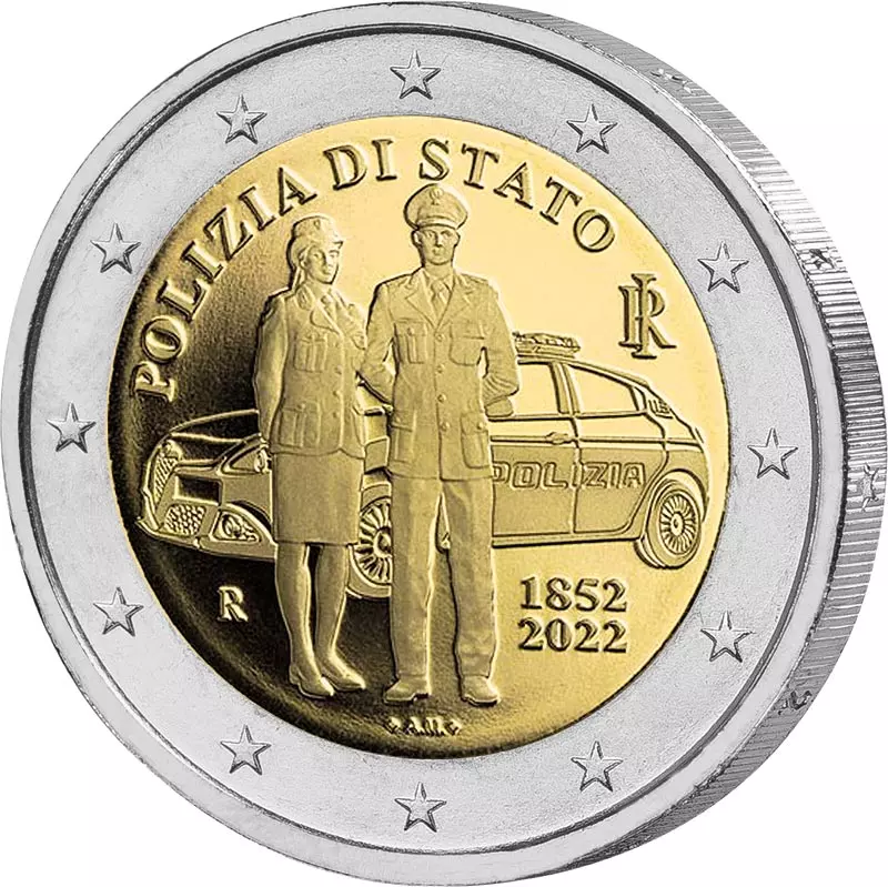 2 Euro Italien 170 Jahre Polizia di Stato 2022