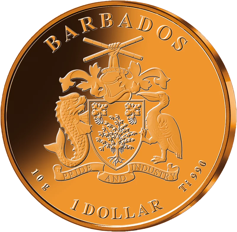 1 Dollar Barbados Titanmünzen Bunte Tierwelt - Clownfisch 2023