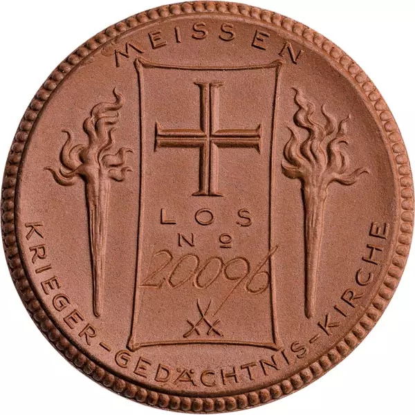 Porzellanmedaille Meißen Kriegergedächtnisstätte 1922
