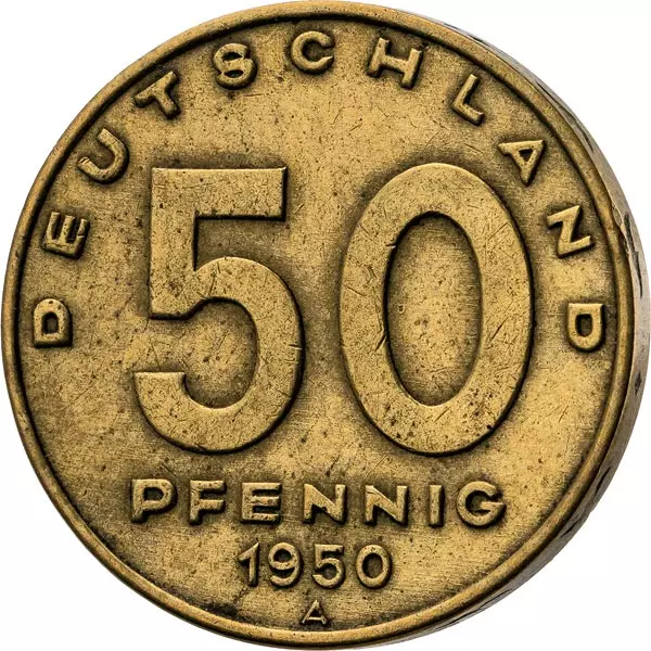 50 Pfennig DDR Pflug vor Industrieanlage 1950