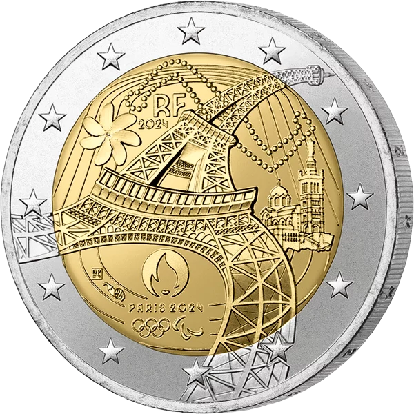 2 Euro Frankreich Olympische und Paralympische Spiele in Paris 2024 in Coin Card