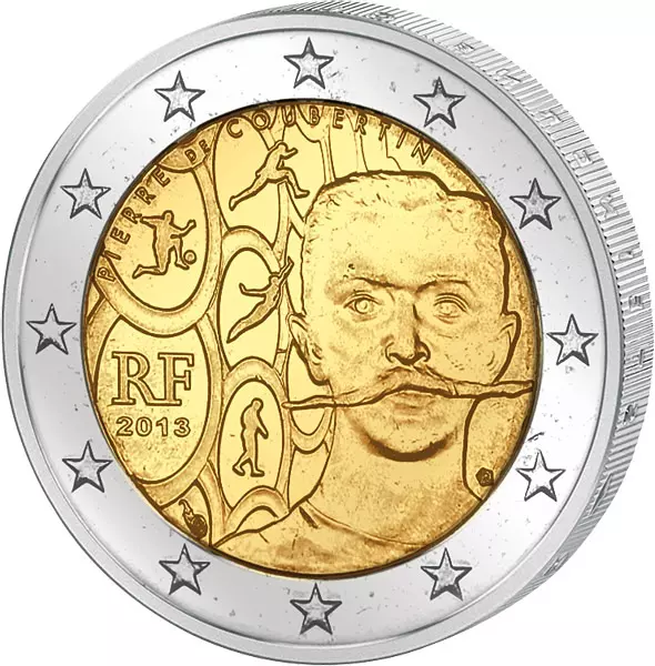 2 Euro Frankreich 150. Geburtstag Pierre de Coubertin 2013 2 Euro Frankreich 150. Geburtstag Pierre de Coubertin 2013