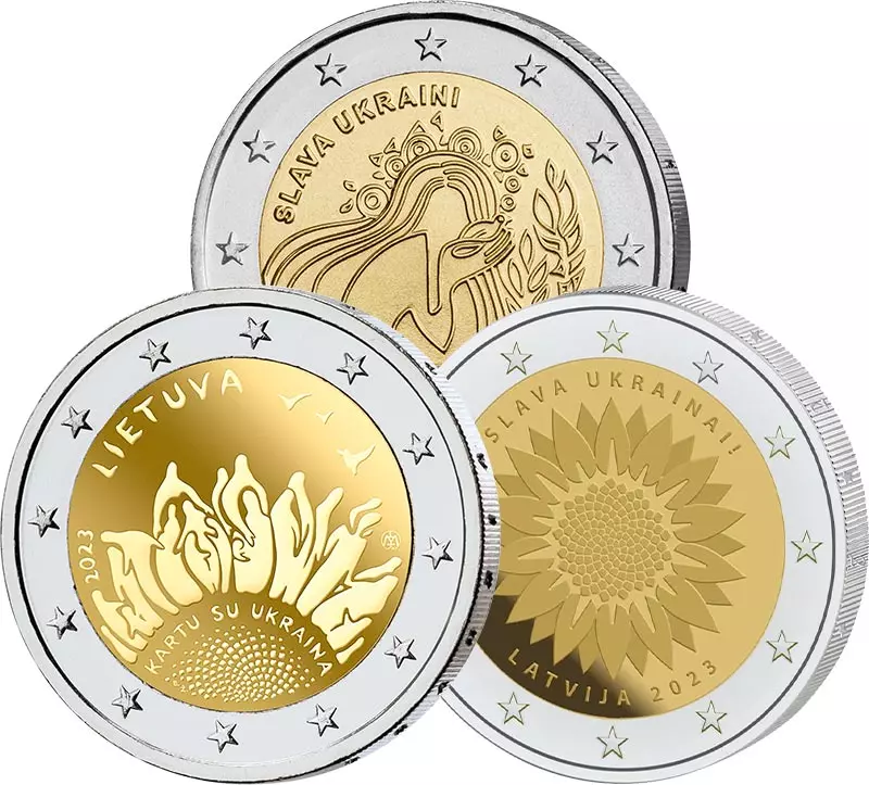 3 x 2 Euro Aus Solidarität für die Ukraine 2022/2023