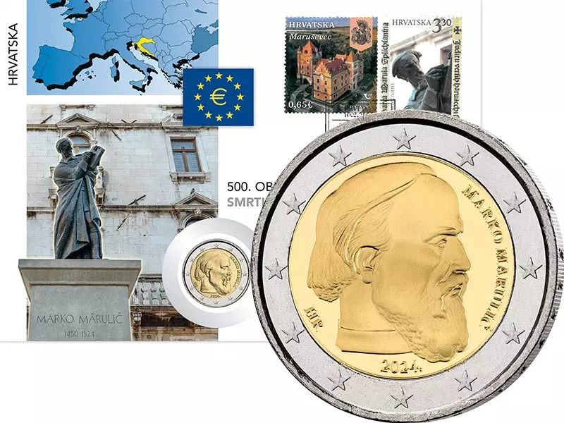 2 Euro Numisbrief Kroatien 500. Todestag Marco Marulic 2024