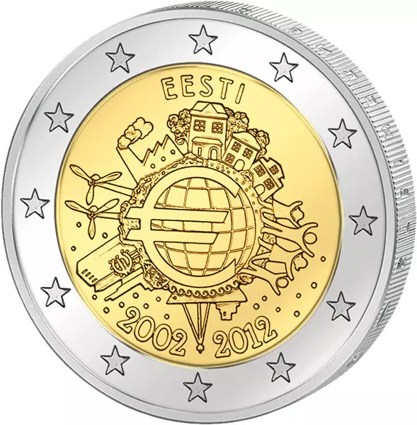 2 Euro Estland 10 Jahre Euro Gemeinschaftsausgabe aller Länder 2012 prägefrisch