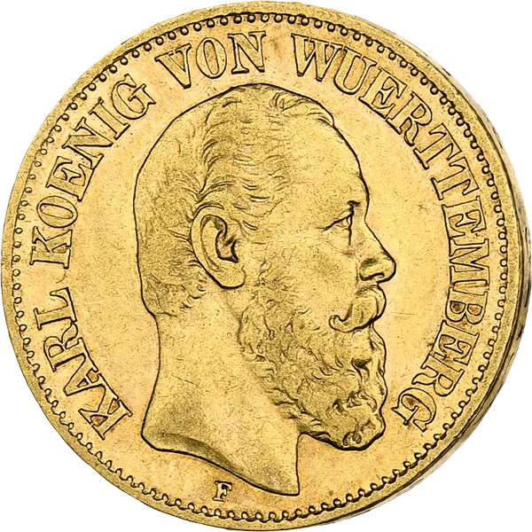 10 Mark Württemberg König Karl 1890 - 1891