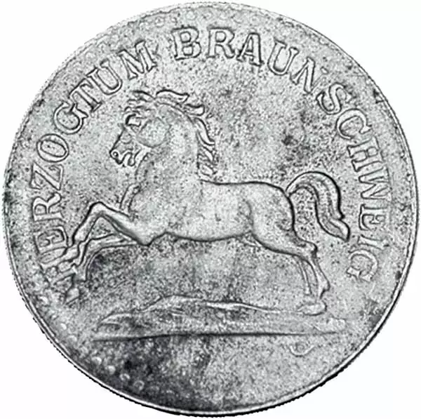 10 Pfennig Herzogtum Braunschweig Niedersachsenross mit erhobenem Schweif 1918/1920 Sehr schön