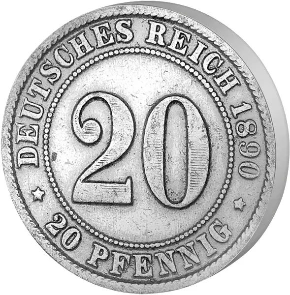 20 Pfennig Deutsches Kaiserreich - Großer Adler 1890-1892 sehr schön 20 Pfennig Deutsches Kaiserreich - Großer Adler 1890-1892 sehr schön