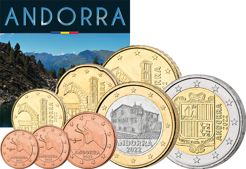 1 Cent - 2 Euro Kursmünzensatz Andorra 2022