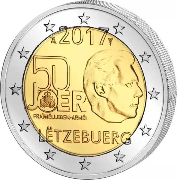 2 Euro Luxemburg 50 Jahre freiwilliger Wehrdienst von Luxemburg 2017 prägefrisch