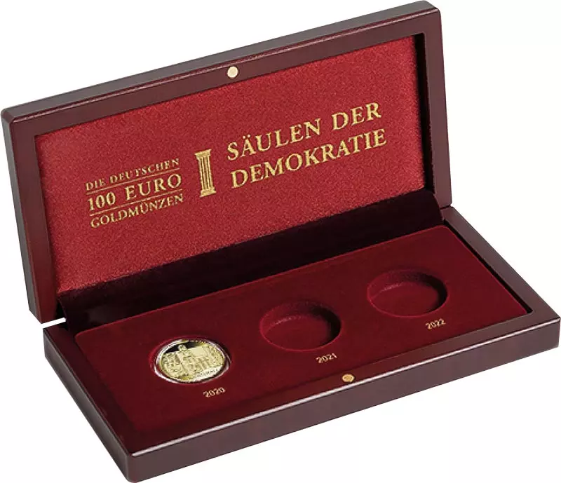 Münz-Etui für 3 x 100 Euro-Gedenkmünzen BRD Säulen der Demokratie 2020-2022