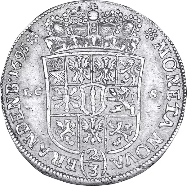 2/3 Taler Brandenburg-Preußen Kurfürst Friedrich III. 1689-1700