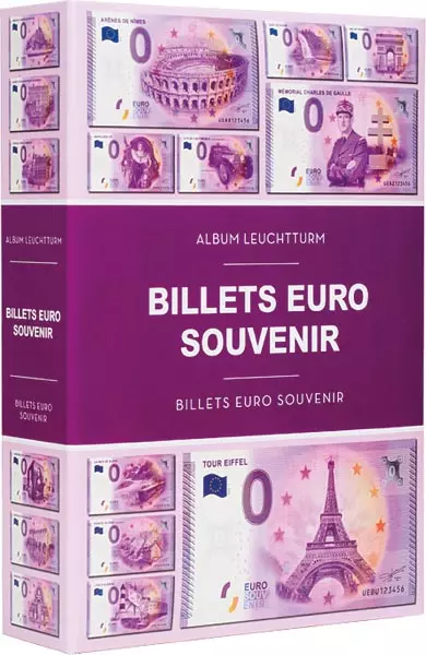 Banknotenalbum für 420 Souvenir-Banknoten mit 70 fest eingebundenen Hüllen