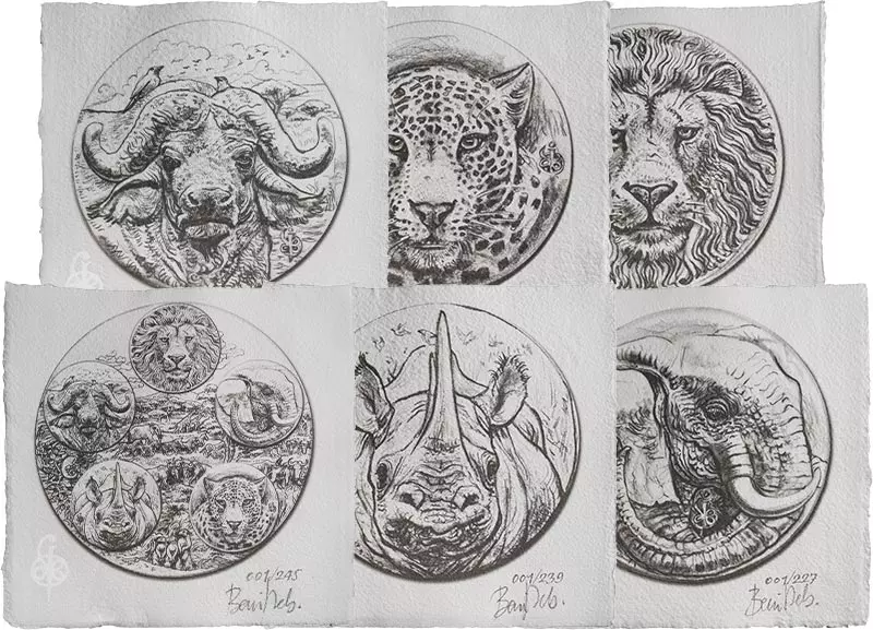 Lithografien Big Five Africa - Beni Debacker 2023