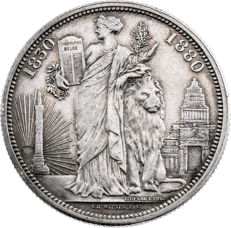 5 Francs Belgien König Leopold II. 1880