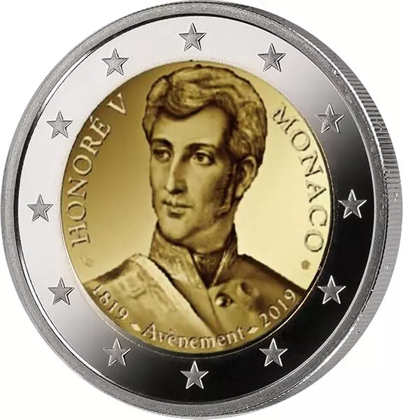 2 Euro Monaco 200. Jahrestag der Thronbesteigung von Fürst Honoré V. 2019