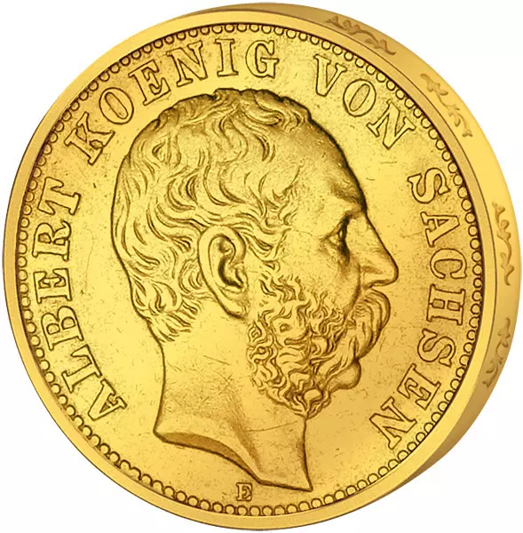 10 Mark Sachsen König Albert kleiner Reichsadler 1874-1888 10 Mark Sachsen König Albert kleiner Reichsadler 1874-1888