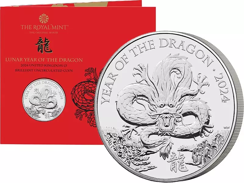 5 Pounds Großbritannien Lunar Year of the Dragon 2024