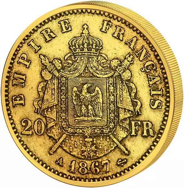 20 Francs Frankreich Napoleon III. mit Kranz 1861-1870