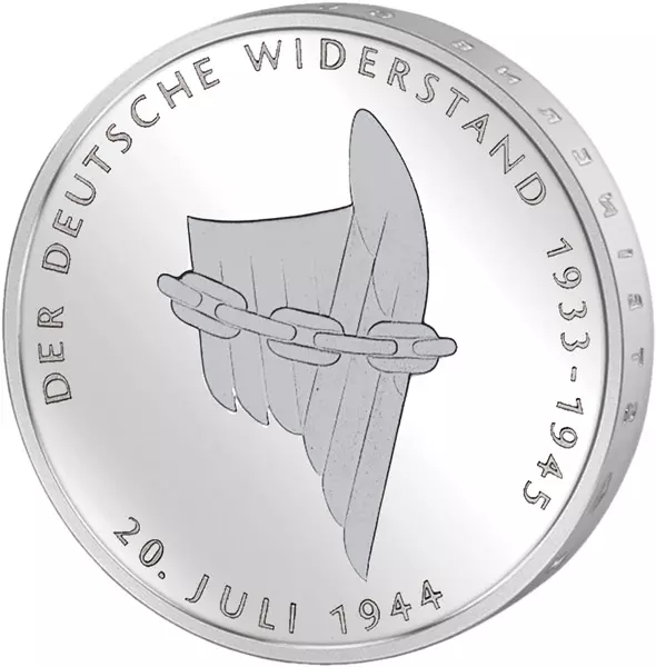 10 DM Münze BRD Deutscher Widerstand 1994 Stempelglanz