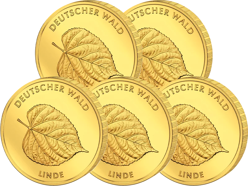 5 x 20 Euro BRD Deutscher Wald Linde 2015 Stempelglanz (A - J)