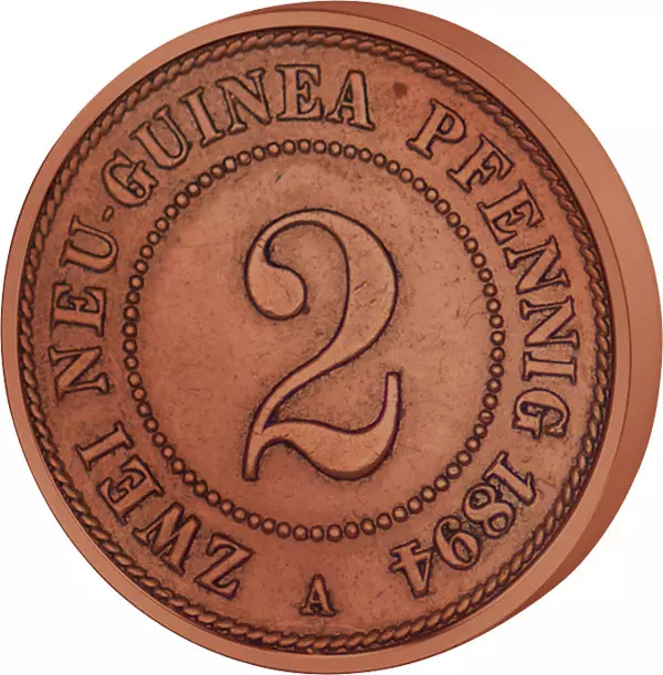 2 Pfennig Deutsch-Neuguinea Palmzweige 1894 sehr schön