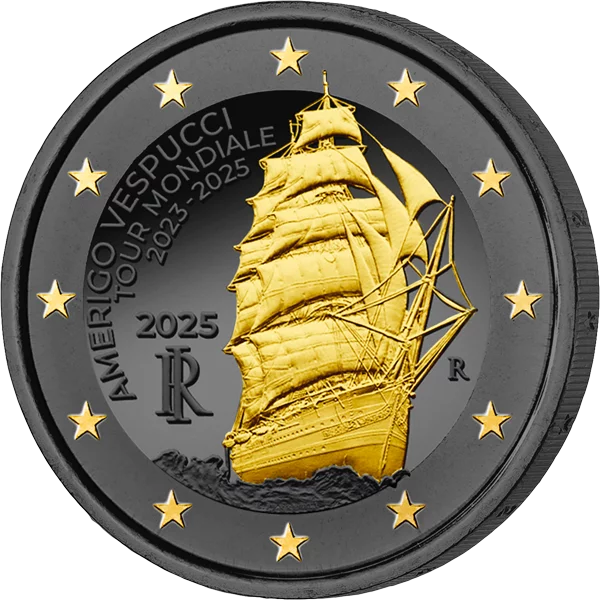 2 Euro Italien Weltreise des Amerigo-Vespucci 2025 Golden Enigma Edition