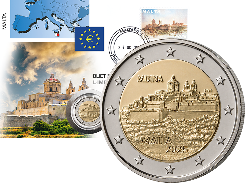 2 Euro Numisbrief Malta Mdina 2025